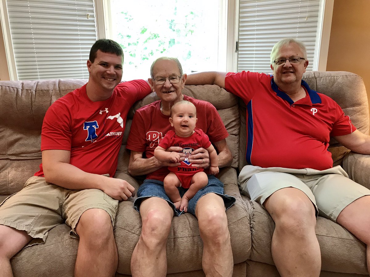 Four generations of <a href="/Phillies/">Philadelphia Phillies</a> fans.  Rooting for a series win today. #GoPhils