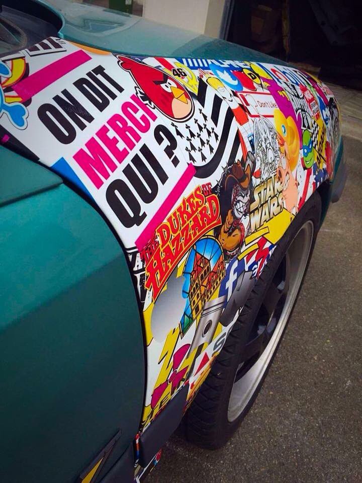sebdanibo's tweet photo. Avec une météo comme celle ci, on ressort la @JacquieMichelX mobile 😂 on dit merci qui ? 🤘😁🤘 #calibra #stickersbomb #covering https://t.co/3PiI5rmqHF