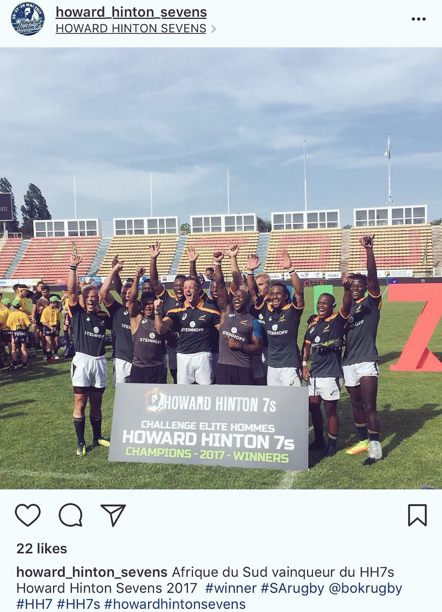 Very proud <a href="/Blitzboks/">Springbok Sevens</a> Academy Team, Champs of <a href="/HHSevens/">Howard Hinton 7s</a> !! #LaatDitJuig #SteinhoffSponsor <a href="/MariussSchoeman/">Marius Schoeman</a> <a href="/pauldelport9/">Paul Delport</a> <a href="/NadiaClenzos/">Nadia Clenzos</a>