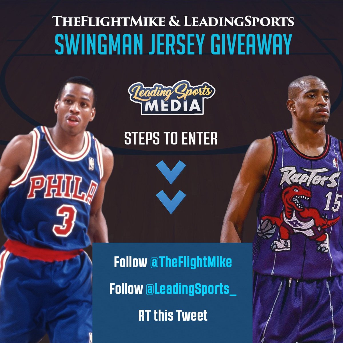 TheFlightMike's tweet photo. JERSEY GIVEAWAY!!!!!!!
FOLLOW @Leadingsports_ and @theflightmike and RT THIS TWEET TO WIN ANY SWINGMAN JERSEY OF YOUR CHOICE! 🔥🔥 https://t.co/jluhDUbVMM