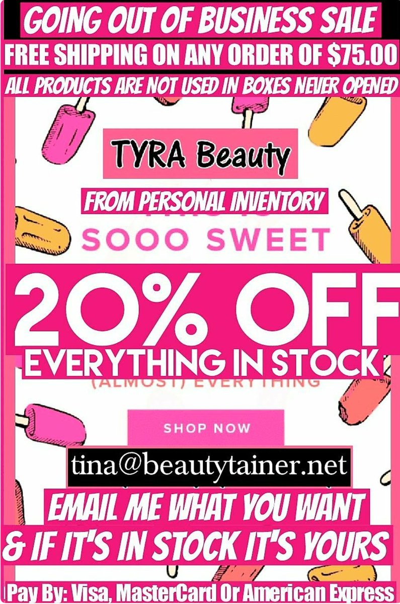 MyActionVA's tweet photo. #TYRABeauty NO LONGER Having Reps On July1st My LOSS Is YOUR SAVINGS ALL My Not Used Stock 20%OFF 
#beauty #BeautyBloggers  #makeup #blogger https://t.co/dAZudzRBj4