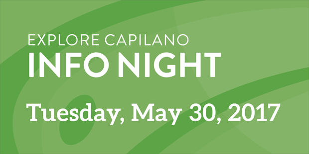 CapilanoU's tweet photo. Just 2 days until #ExploreCapilano Night! Experience, learn and discover all that #CapilanoU has to offer. https://t.co/peeE4KCpcy #yvr https://t.co/QB4nQFAK89