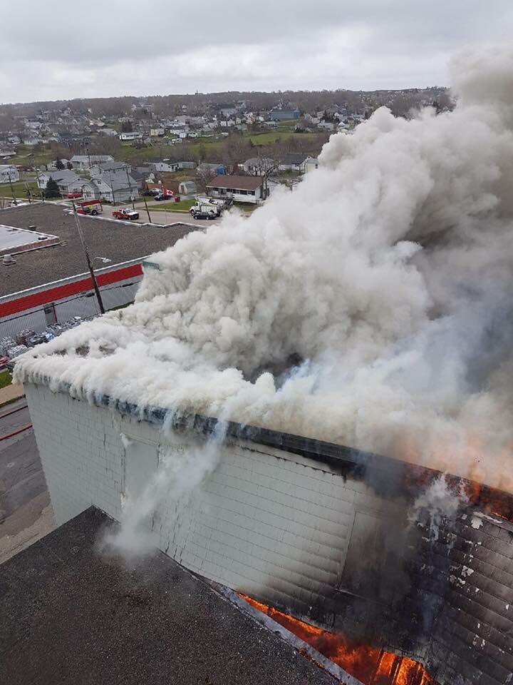 KyleMooreCB's tweet photo. Pictures from the top of a Glace Bay ladder truck 78 feet in the air at St. Agnes School, New Waterford. Courtesy: GB Chief John Chant. https://t.co/5LwapdoELa