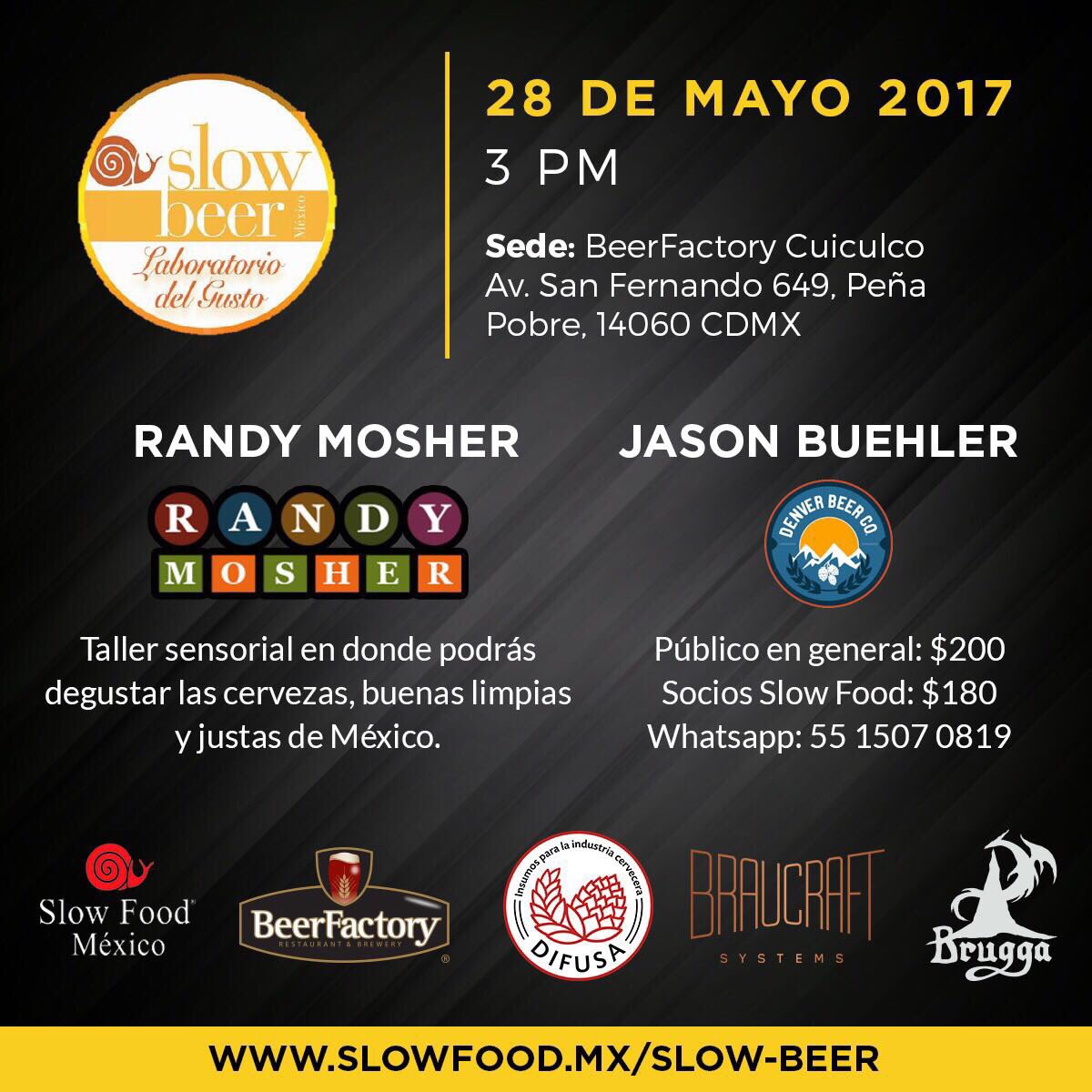 CervezasBrugga's tweet photo. Orgullosos de participar como patrocinadores en este evento. @slowbeer #LaborarorioDelGusto ¡Aún hay lugares para convivir con #RandyMosher https://t.co/7pXrXmuPWX