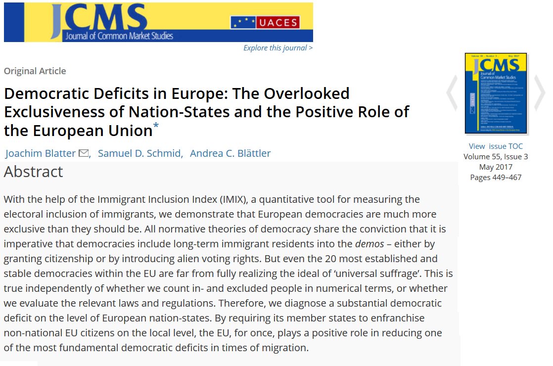 "The #EU is not democratic"? No, nation states are not democratic. We need the EU to make them more so. #democracy onlinelibrary.wiley.com/doi/10.1111/jc…