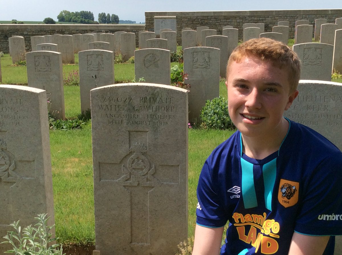 Tranby_History's tweet photo. Ayrton and Henry both found family memorials on the Somme today @HullCollegiate https://t.co/mAFEJulVRA
