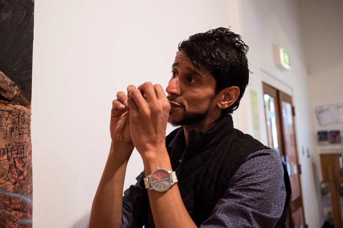 Culture Does Not Know Death, says refugee artist Mohanad as he explores the meanings behind his piece #refugee #art cmrc.com.au/news-2/2017/5/…