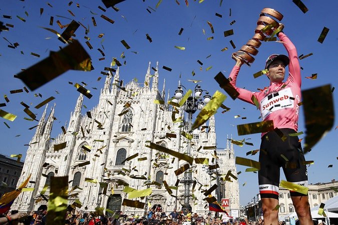 CyclingTodayEn's tweet photo. Tom Dumoulin: I will go down in the history books for winning the Giro after pooping in the woods. Read more here: https://t.co/BRzEK9P87n https://t.co/vVu7Mns2nh