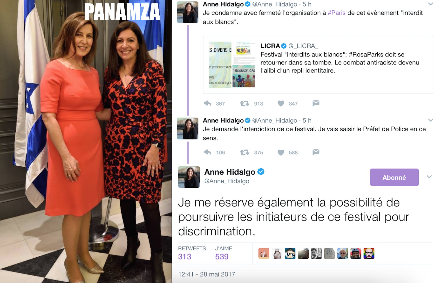 Hidalgo dénonce la «discrimination» selon la couleur de peau mais célèbre l'apartheid israélien