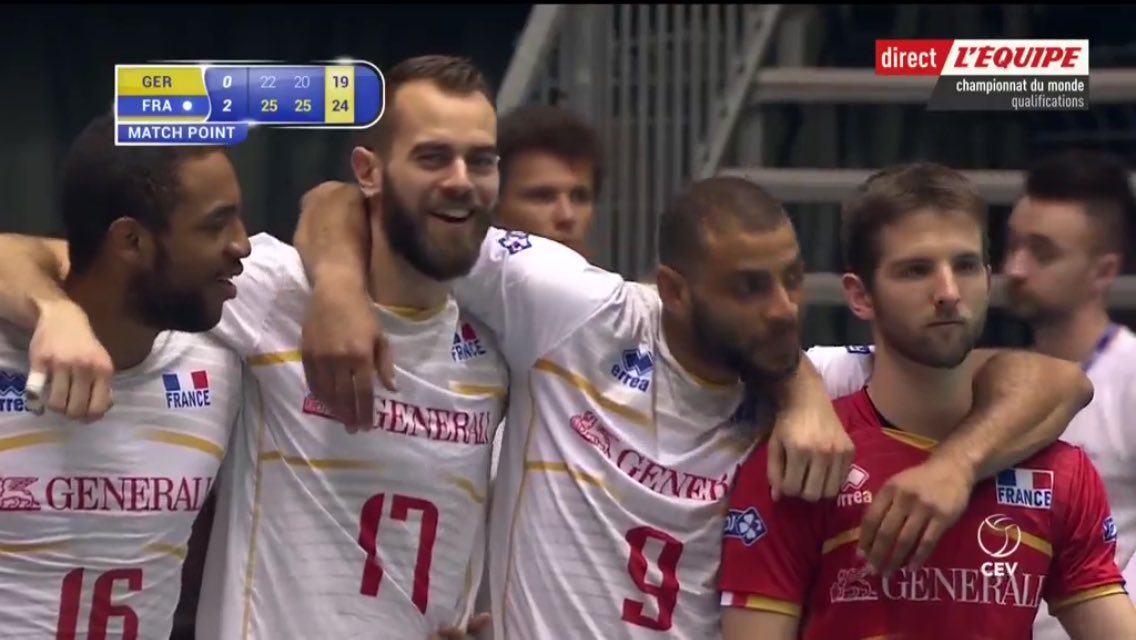 jxfranco's tweet photo. Pim, pam, poum, encore 3-0 😎. 15 sets pour, 0 set contre. Direction 🇮🇹 et 🇧🇬 pour #FIVBWC2018  ! 🏐🏐🏐
#FRAALL 🇫🇷🇩🇪 #TQCM #TeamYavbou https://t.co/P0G4ovIq88