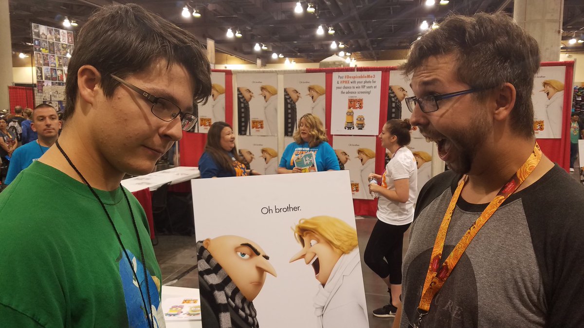 just_grumpy's tweet image. My sons, brothers, excited about #DispicableMe3 at #PHX #phxcc2017.