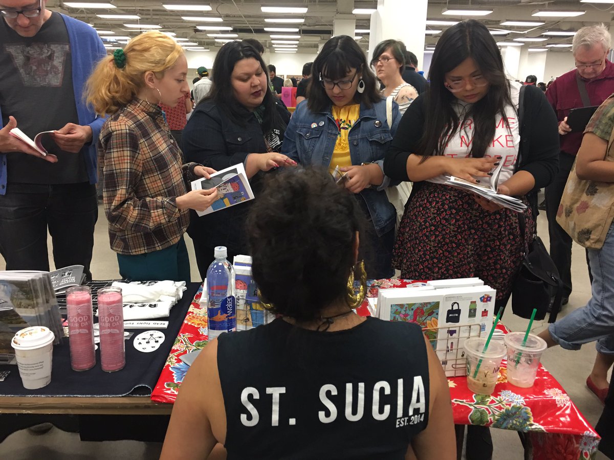 QueenOfTacosTX's tweet photo. LA ZINE FEST going down right now at the California Market Center. Come through. #StSucia posted up with @ViceVersaPress at Table 79. https://t.co/IfObTXeoRD