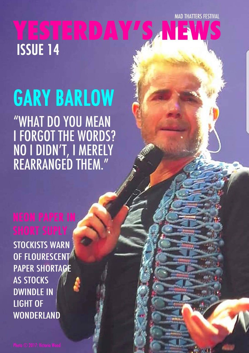 SPOILER ALERT: Issue 14 of #YesterdaysNews is finally here. Thank you #VictoriaWood for allowing us to use your pic of <a href="/GaryBarlow/">Gary Barlow</a>  x