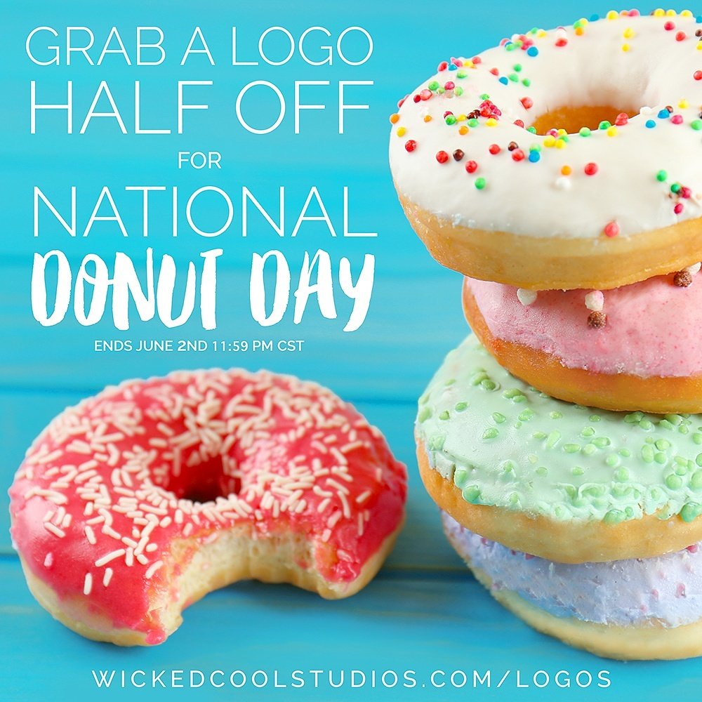 wcslori's tweet image. Grab a #logo half off for #NationalDonutDay. #branding #marketing #illustration #typography #smallbusiness #donut