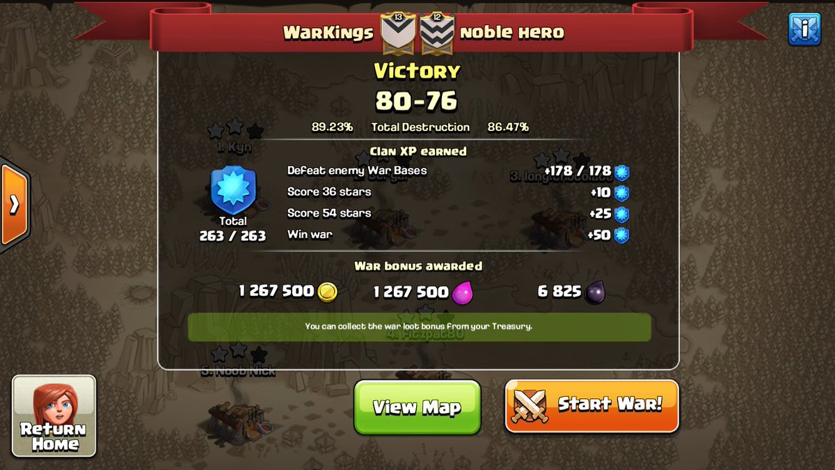 WarKingsClash's tweet photo. Wooohooo! GG Noble Hero! A fun one for sure! #CoCPotluck https://t.co/rJhCXeUM6n