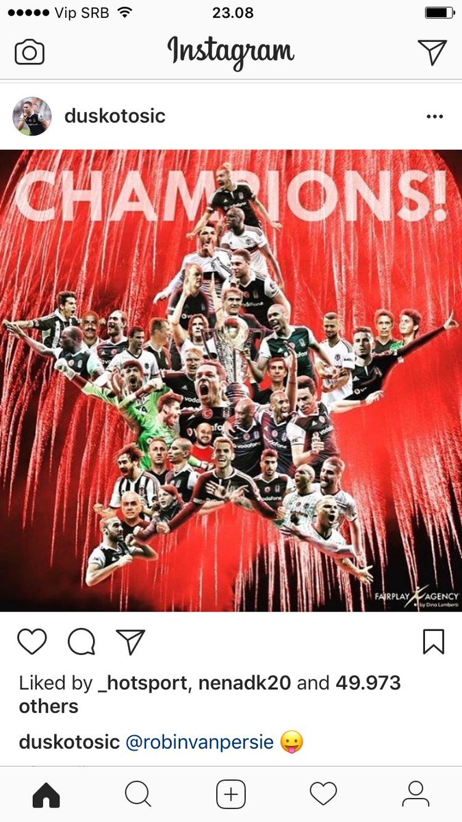 AcaStop's tweet photo. Duško Tošić tagged Van Persie under the photo celebrating the title with Besiktas. That clashed during Lge game (+trash talk after) https://t.co/hiRoGqyifj