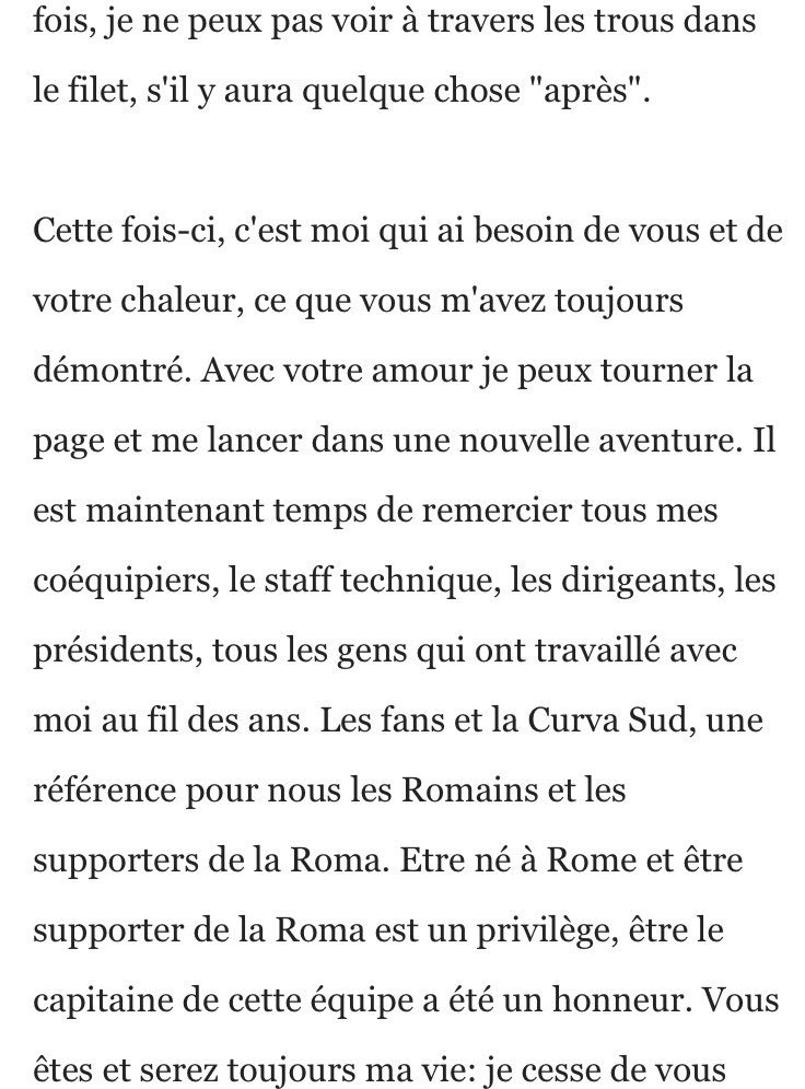 EmmyBineau's tweet photo. Je vous lance un défi : lire la lettre d'adieu de Totti sans verser une larme 😳 #TottiDay #Capitano https://t.co/0C83TrpFhw