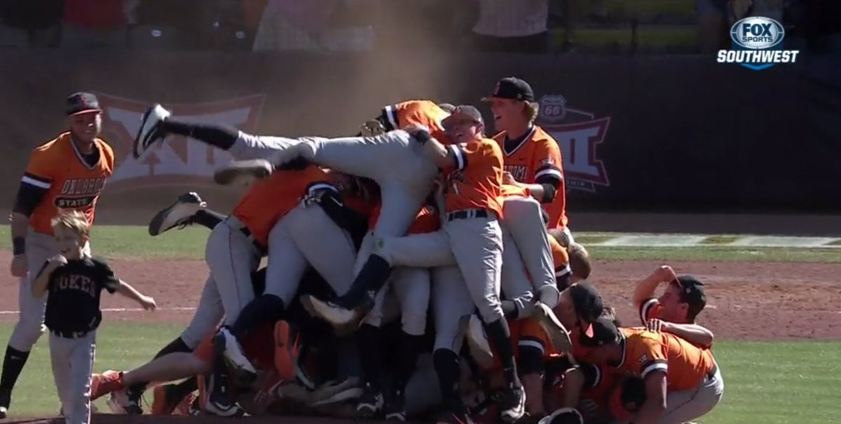 pistolsguys's tweet photo. #okstate wins the Big 12 Tournament in Josh Holliday's 200th career win. Incredible. https://t.co/5uoS7mZdEA