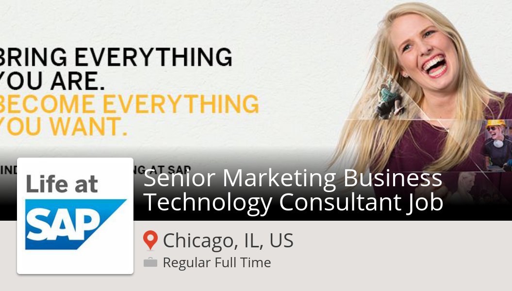 joaocbranquinho's tweet photo. #SAP: Senior Marketing #Business #Technology Consultant Job in #ChicagoILUS #job https://t.co/i5pBHWOf4O #JobsatSAP https://t.co/v4UVSoMyqz