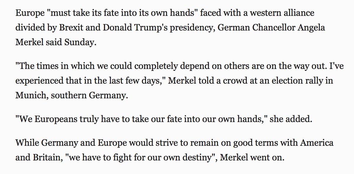 wikileaks's tweet photo. An independent Europe? Merkel says Europe must "take its fate into its own hands" https://t.co/63eGtqJOhu https://t.co/wpQ3eu9HsC
