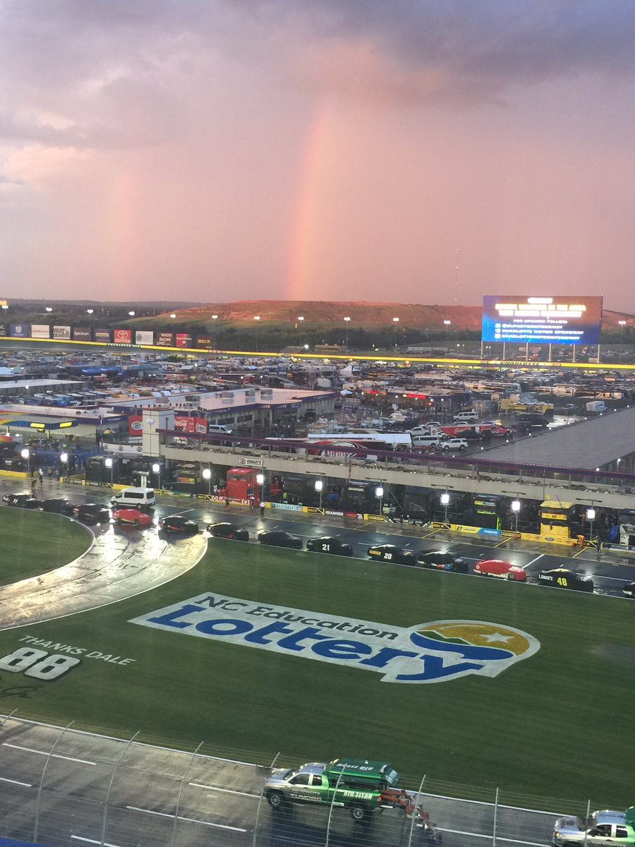 ginatapper's tweet photo. @NASCAR_WXMAN Double rainbows have to be good #cocacola600 #tracksidehope https://t.co/ToqUPlftPT