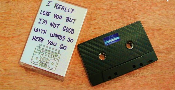 Kickstarter's tweet image. It looks and feels like a cassette tape, but it's actually a wireless audio player: kck.st/2rMw14w