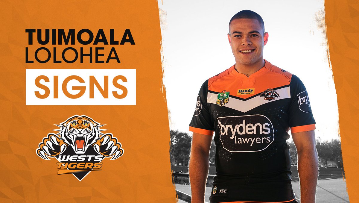WestsTigers's tweet photo. Great news earlier today, with Tuimoala Lolohea signing on until the end of 2019!
📝 Details ≫ https://t.co/aMPWMAmnNm
#WelcomeTui https://t.co/qSnBNQjRpM