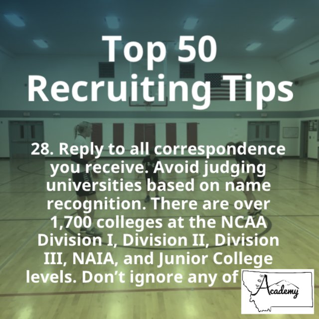 406_Academy's tweet photo. #AcademyRecruitingTips #TurnYourDreamIntoReality #StudentAthlete #406Academy #recruiting https://t.co/JIVkCa92wK