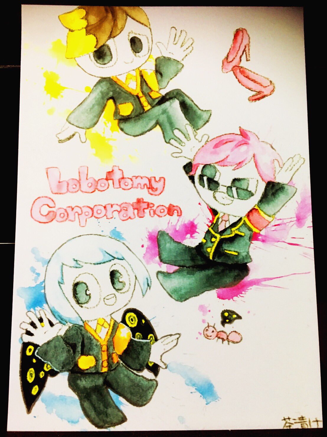 イシイニキ Ishiiniki Fnaf日本宣伝 ロボトミーコーポレーション141支部のエージェント達を描いて下さった イラストも同封されてました 赤い靴ばかり掃除するメイソン プリンス君 とチンピライシイ と3鳥の収容違反を生き残り黄昏を越えたオリーブ