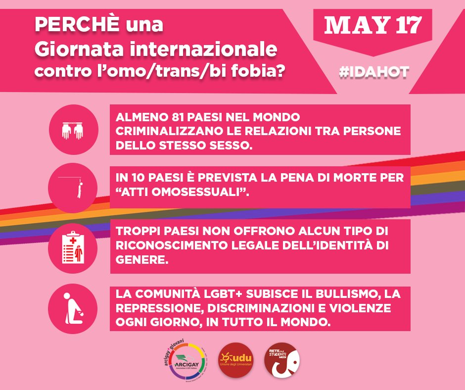 udu_sind's tweet photo. Oggi è #IDAHOT, Giornata internazionale contro l'omobitransfobia. Facciamo fronte comune per una società diversa! https://t.co/hAaM3p4zpQ https://t.co/JPtVp9KqKd
