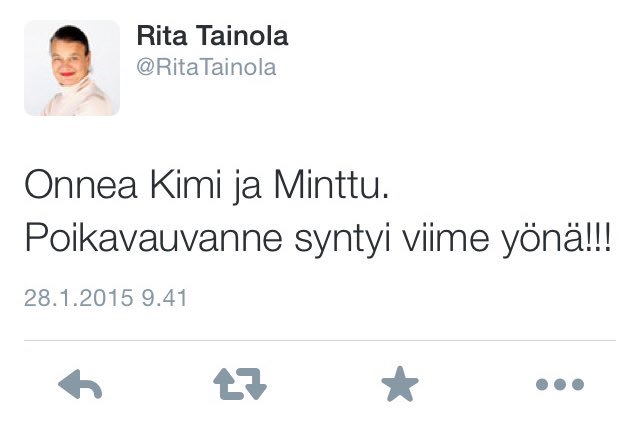 OLehmusniemi's tweet photo. Räikkösille perheenlisäystä.

Oletan, että tälläkin kertaa tiedon Räikkösille toimitti Rita Tainola. https://t.co/fI1cbY0cda