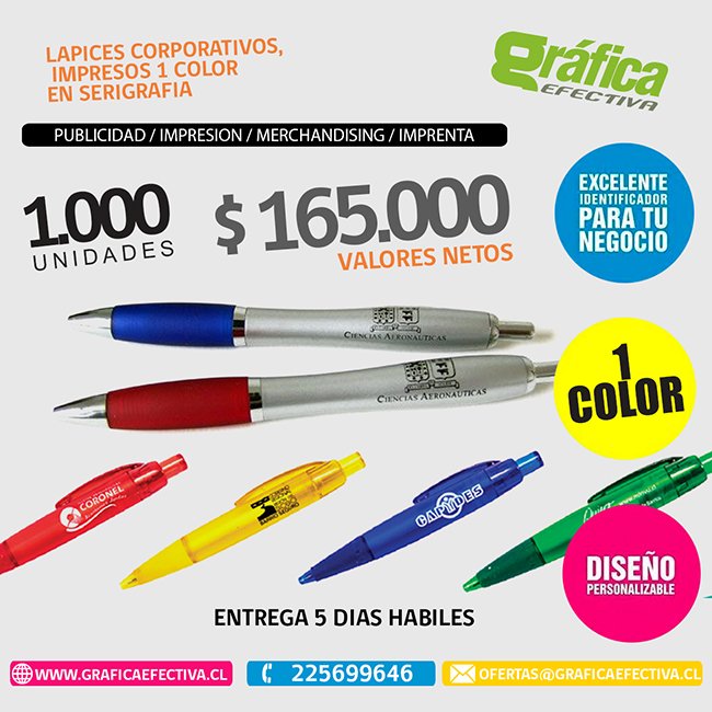 OFERTA LAPICES PUBLICITARIOS!! 1000 UNIDADES  LAPICES PUBLICITARIOS 1 COLOR EN SERIGRAFIA $ 165.000 valores netos
