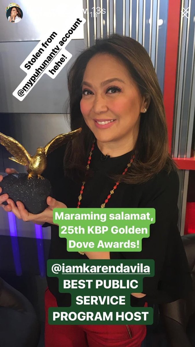 KDOnlineTweets's tweet photo. Congratulations, Ms. #KarenDavila !!!  #BestPublicServiceShowHost #25thKBPGoldenDoveAwards || Photos from @iamkarendavila's #IGstories https://t.co/6lyz2qbAJu