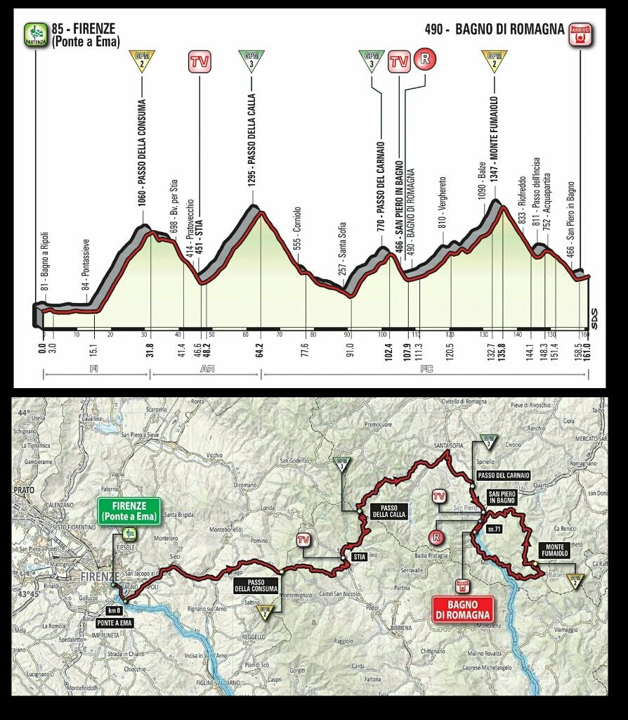 Diretta GIRO 2017 Tappa 11: partenza Firenze, arrivo Bagno di Romagna Streaming Live Rai TV oggi 17 maggio