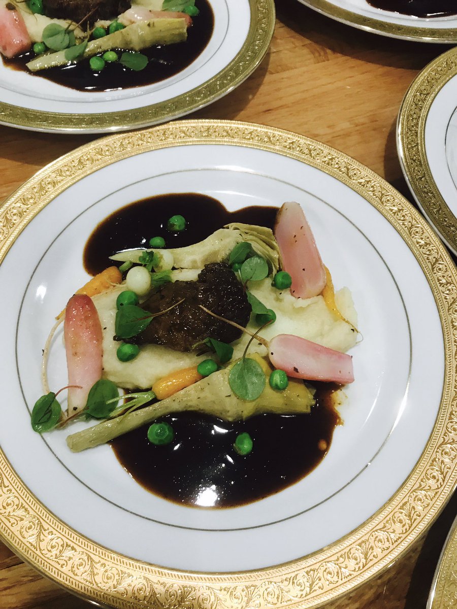 ChefRyanConklin's tweet photo. Braised Veal with Spring Vegetables. #vealcheek #celeriac #breakfastradish #artichokes #peas #carrots #turnips #sorrel https://t.co/bvj53aN1rI