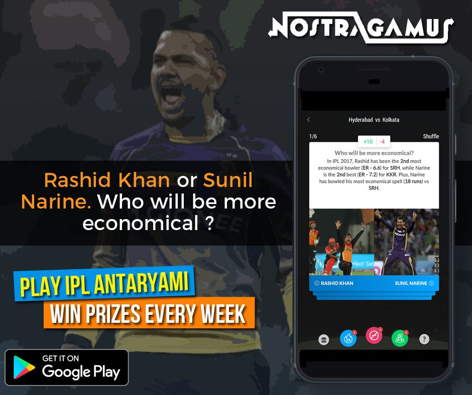 NostragamusApp's tweet photo. Spin it to win it ? These 2 spin wizards face off in today's eliminator. Make your prediction NOW!! #IPL

Download-: https://t.co/LjwxKJK7U1 https://t.co/GCFEGh2x6q