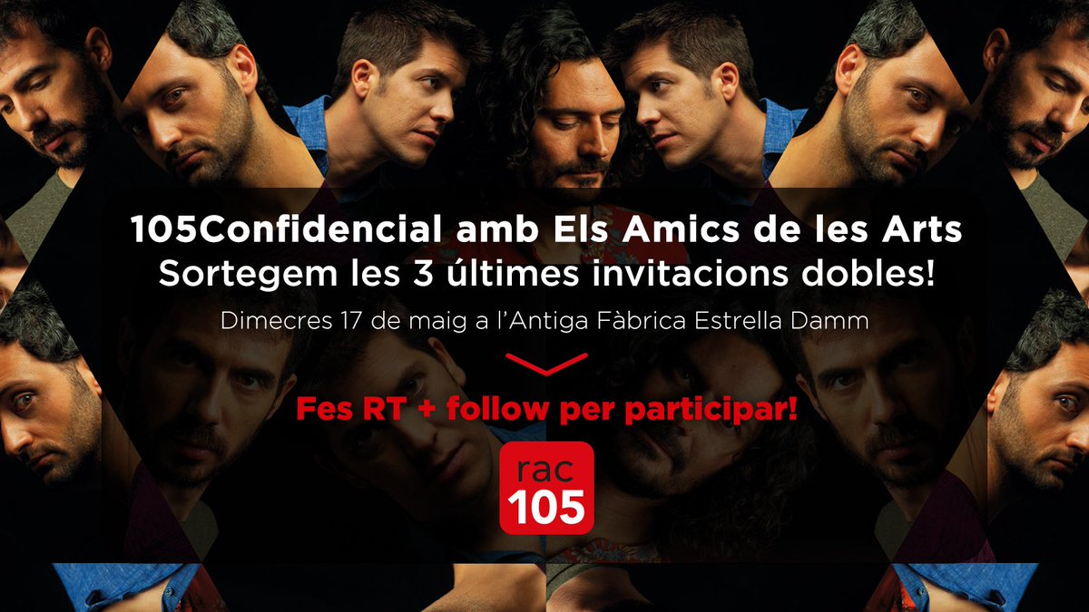 🎟 Tenim les ÚLTIMES invitacions per venir al #105Confidencial de <a href="/rac105/">RAC105</a> d'aquesta nit amb <a href="/amicsdelesarts/">Els Amics de les Arts</a> entre els seguidors que facin RT!