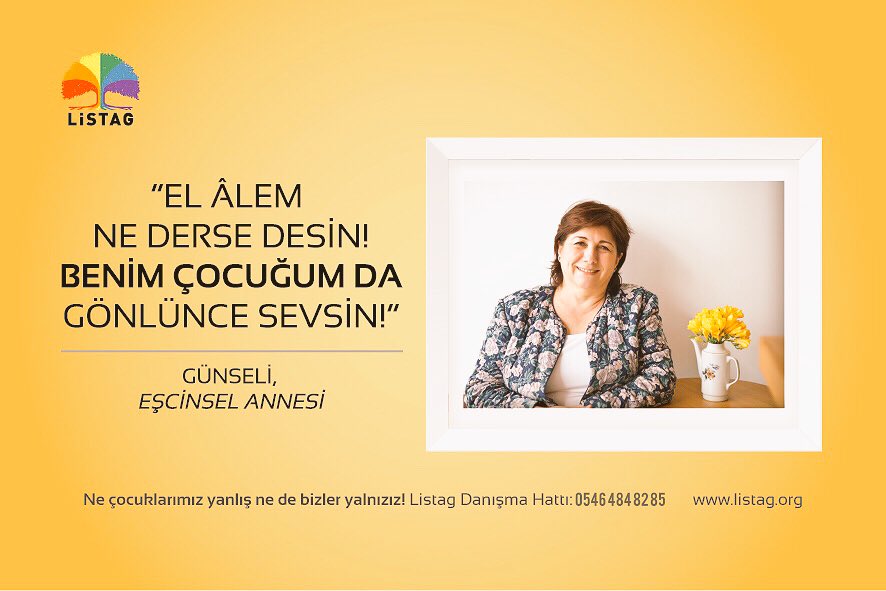 listagdernegi's tweet photo. "I don’t care what people say! My child should love who he wishes as well"
Günseli,
Mother of a gay man
#IDAHOT 
"Loves Makes a Family" https://t.co/bJKiOdfGm1