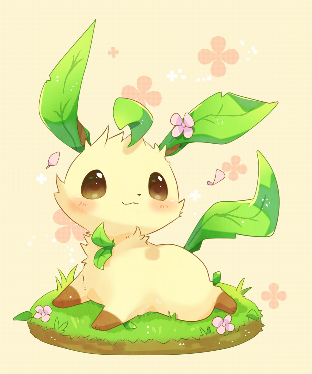 no humans pokemon (creature) grass solo blush flower closed mouth  illustration images