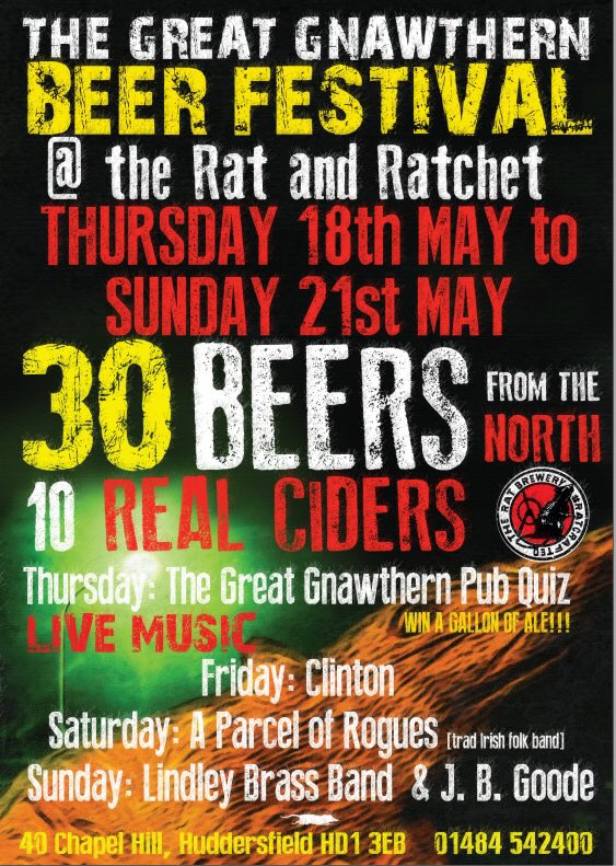 You won't want to miss this...THE GREAT GNAWTHERN #beerfestival starting this Thursday @ratandratchet see you there! #realale