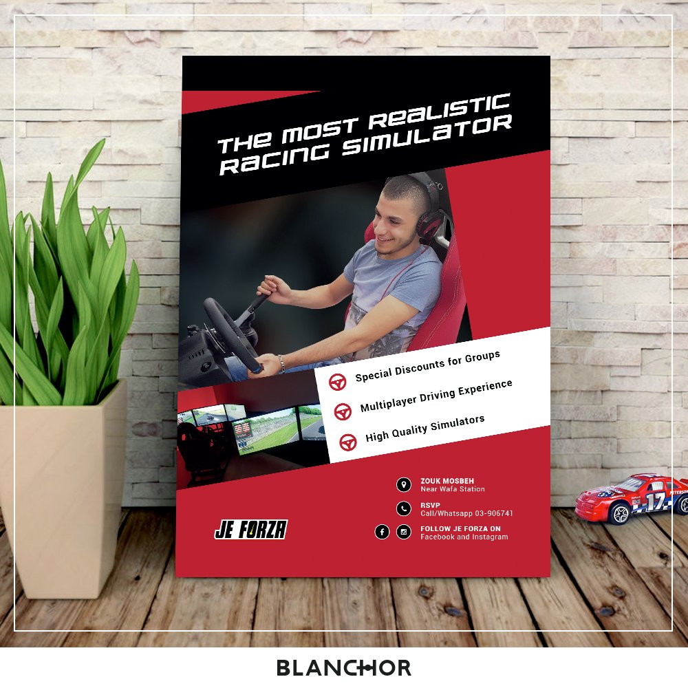 blanchorlb's tweet photo. Take a look at the latest flyer we did for JE FORZA, where you can find the most realistic racing simulators :) #lebanon #لبنان https://t.co/DopRe8sIJ5