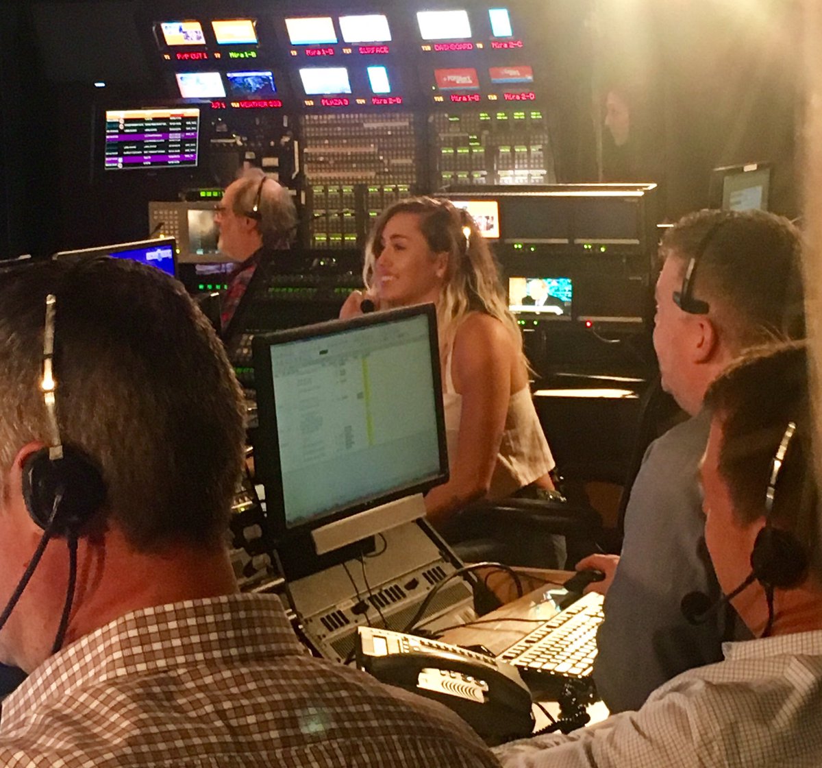 MeganKToday's tweet photo. She's just being Miley. @MileyCyrus takes over the @TODAYshow control room. https://t.co/CRmcPtzuJj