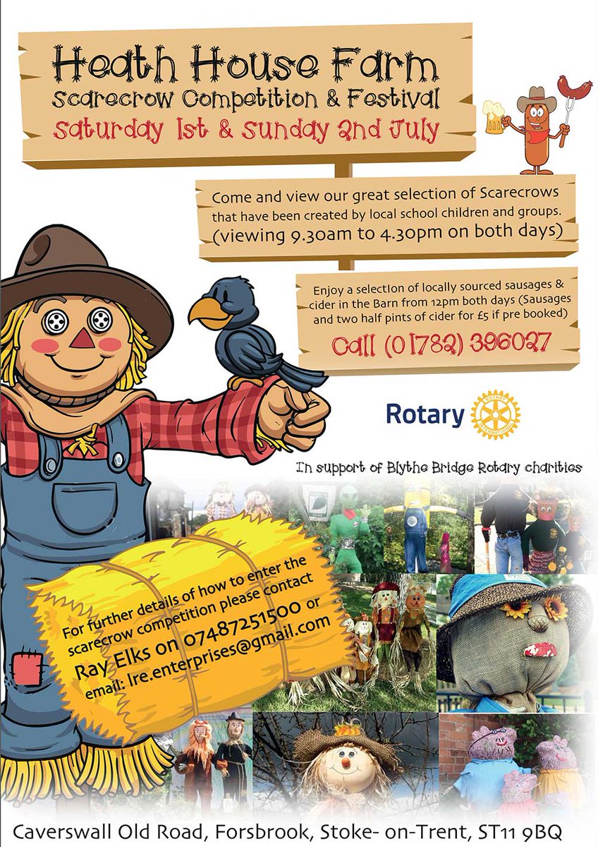 Heath House Farm Scarecrow Competition &amp; Festival - July 1 @ 9:30 am - July 2 @ 4:30 pm. #stokeontrent #tradelocally