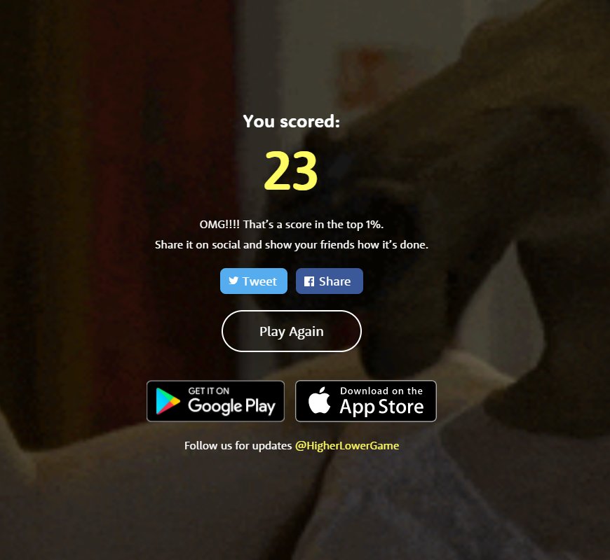 NotAaronCarter's tweet photo. Top 1% baby!!!! Come at me!!! #HigherOrLowerGame #No1 https://t.co/i8NBkl2e8L