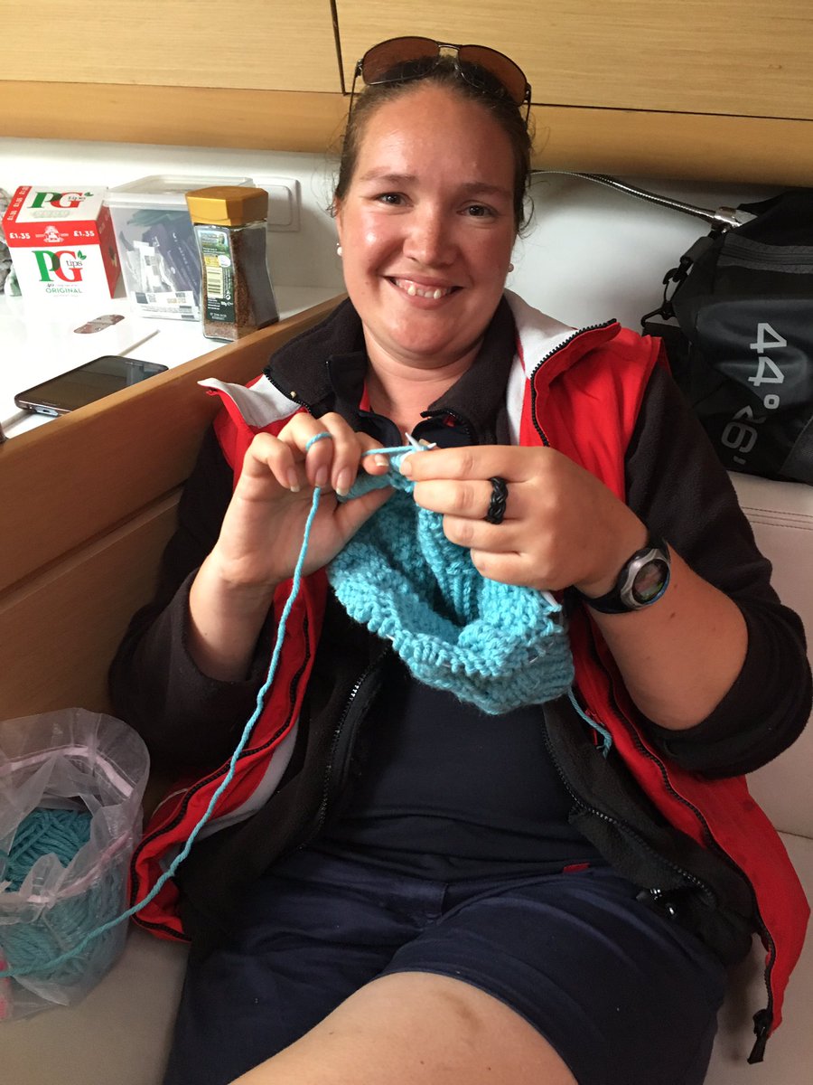 marineadagency's tweet photo. latest news @SunsailEvents crew Pippa is actually knitting me a hat! Keep your hands off my hat @yandyfeed! #MarineIndustryRegatta2017 https://t.co/kR0smIXRTK