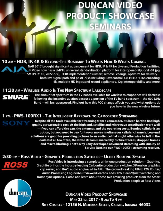 DuncanVideo's tweet image. @DuncanVideo Showcase is next week!! Come sit in on any of these hot seminar topics we have scheduled to cover these big industry trends!