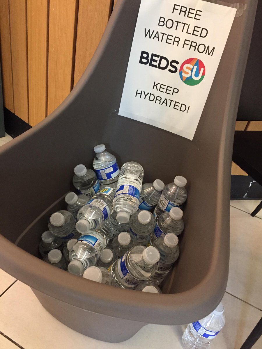 Grab yourself a free bottle of water from our Ambassadors around campus. All bottles are recyclable. Stay hydrated! #FeelGoodBeds