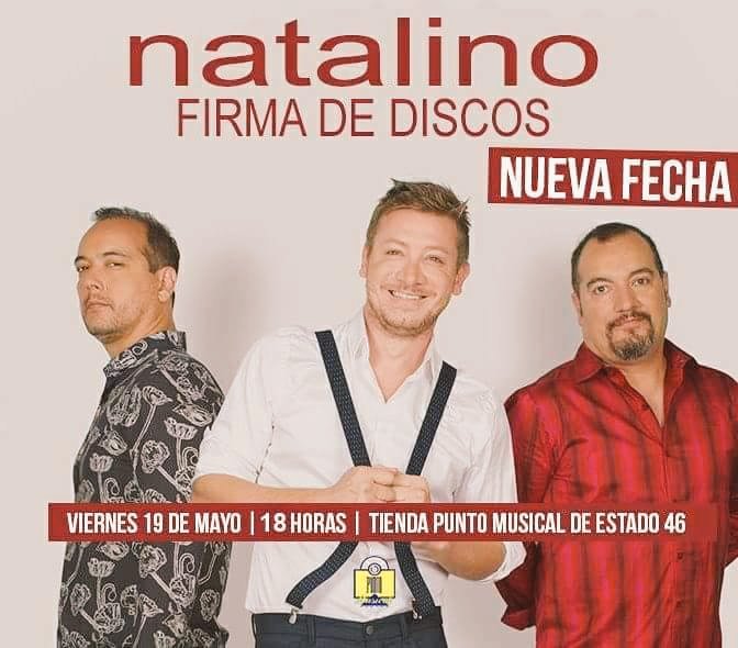 corinaponce's tweet photo. Buenos días @PublimetroChile 
👉 Firma de discos 
NATALINO "XIIIConfesiones"
19 de Mayo 18:00 Hrs
@Puntomusicalstg #Estado46  
@natalinotrio https://t.co/LVy6YPgCIK
