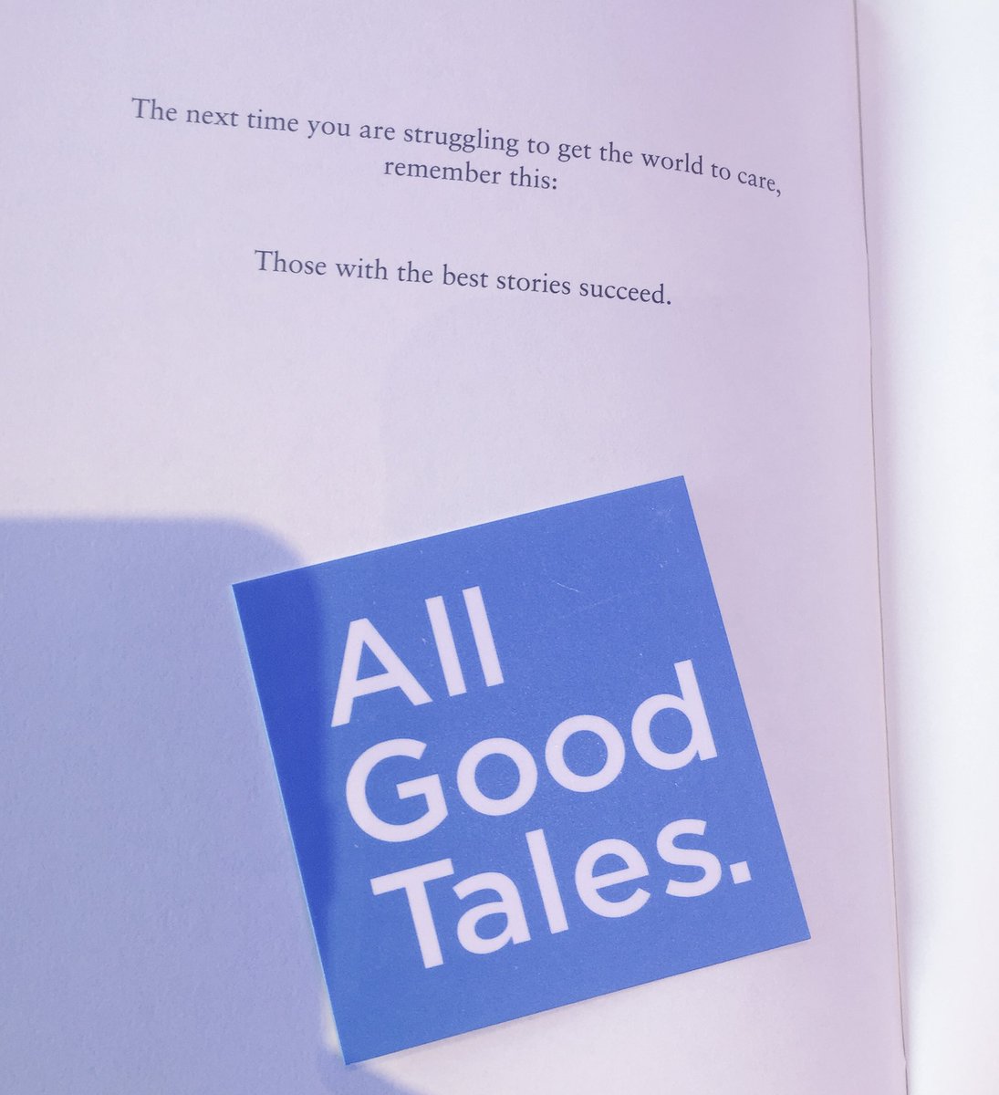 SpaceContent's tweet image. Nice quote at the front of @allgoodtales' The Storytellers Manifesto! #3xedigital