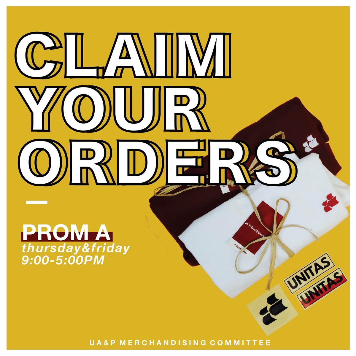 UAPMerchComm's tweet photo. Hey Dragons! You may now claim your pre-ordered shirts at our booth in Prom A.

See you there! 

#WearUnitas #BeDefined #TRADEMARK https://t.co/HoPNk7dOyy